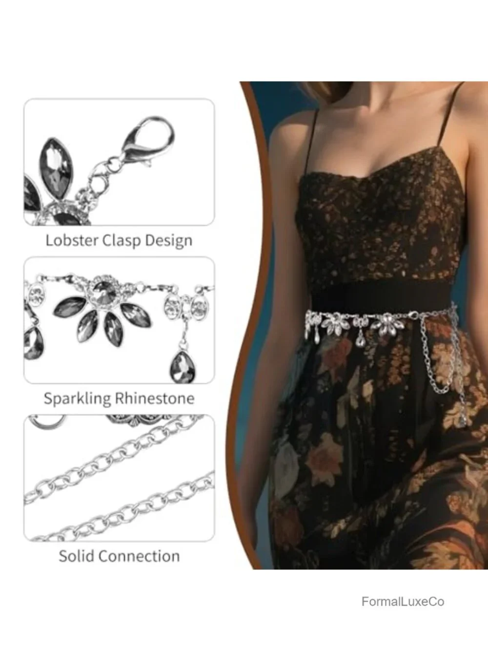 Western Concho Belt with Turquoise Stone Waist Chain for Dresses Jeans Concerts